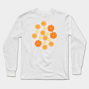 Cosmos | Flower | Summer Autumn | Orange | White Long Sleeve T-Shirt